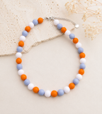 Colar Bolas Laranja, Branco e Azul