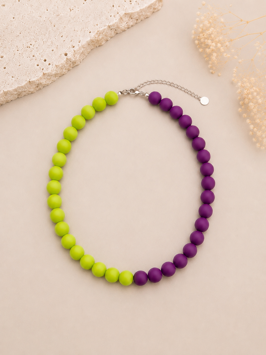 Colar Bolas Lima e Violeta