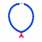 Colar Bolas Azul com Lagosta
