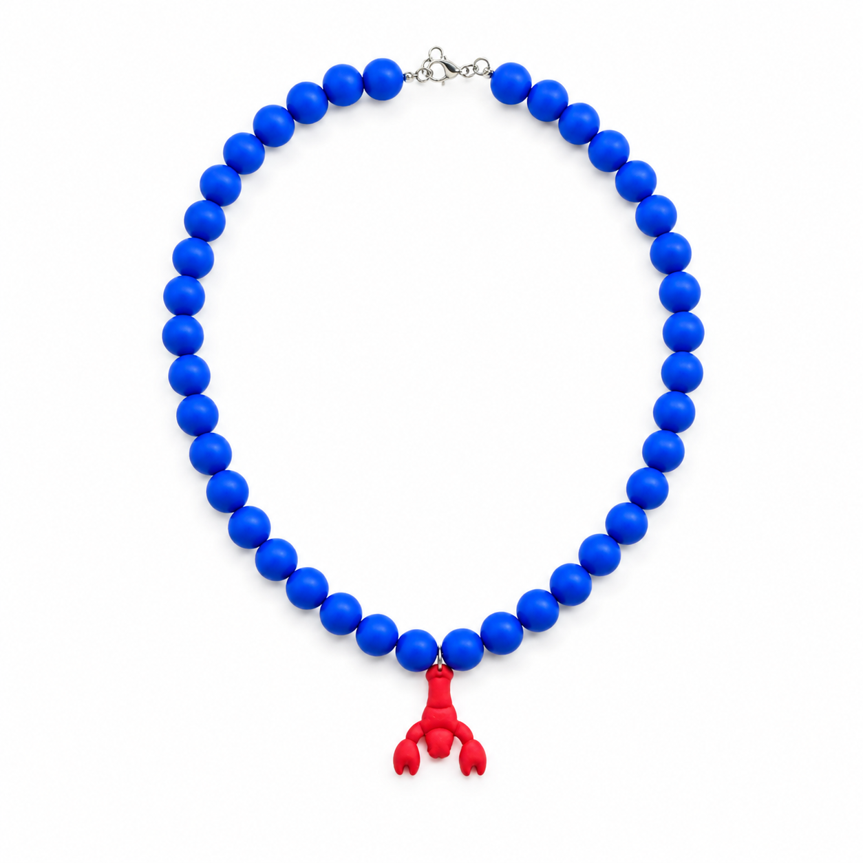 Colar Bolas Azul com Lagosta