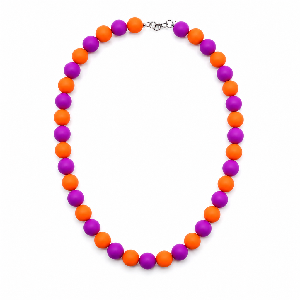 Colar Bolas Roxo e Laranja
