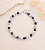 Colar Bolas Azul e Granito