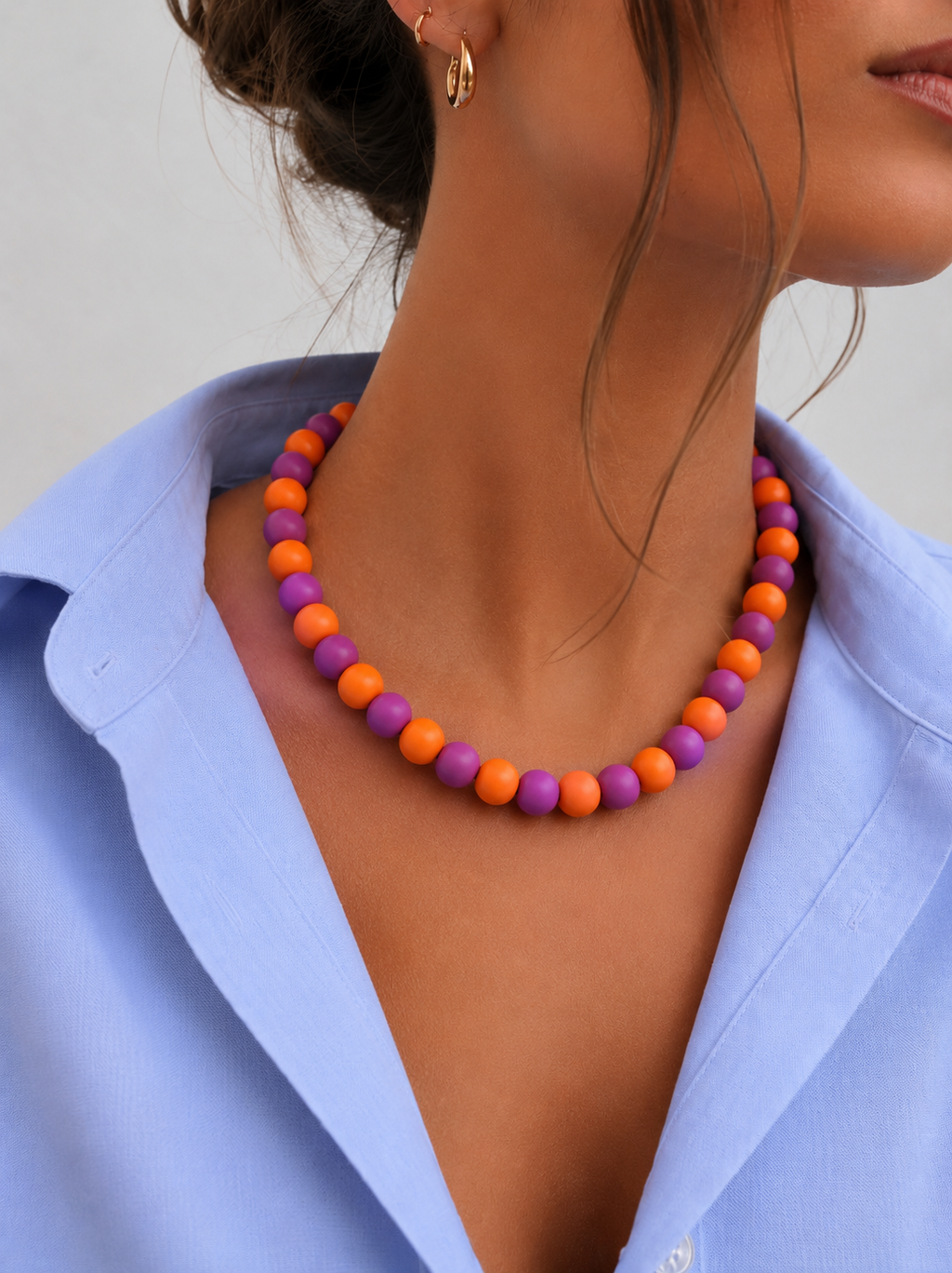 Colar Bolas Roxo e Laranja